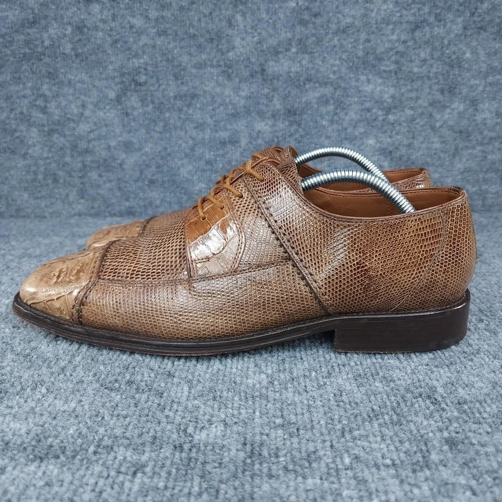 David Eden Shoes Mens Size 9.5 Brown LEX Genuine Crocodile Oxford Dress Cap Toe